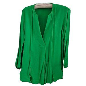 Zara Women Green Silk Blouse, SZ: L